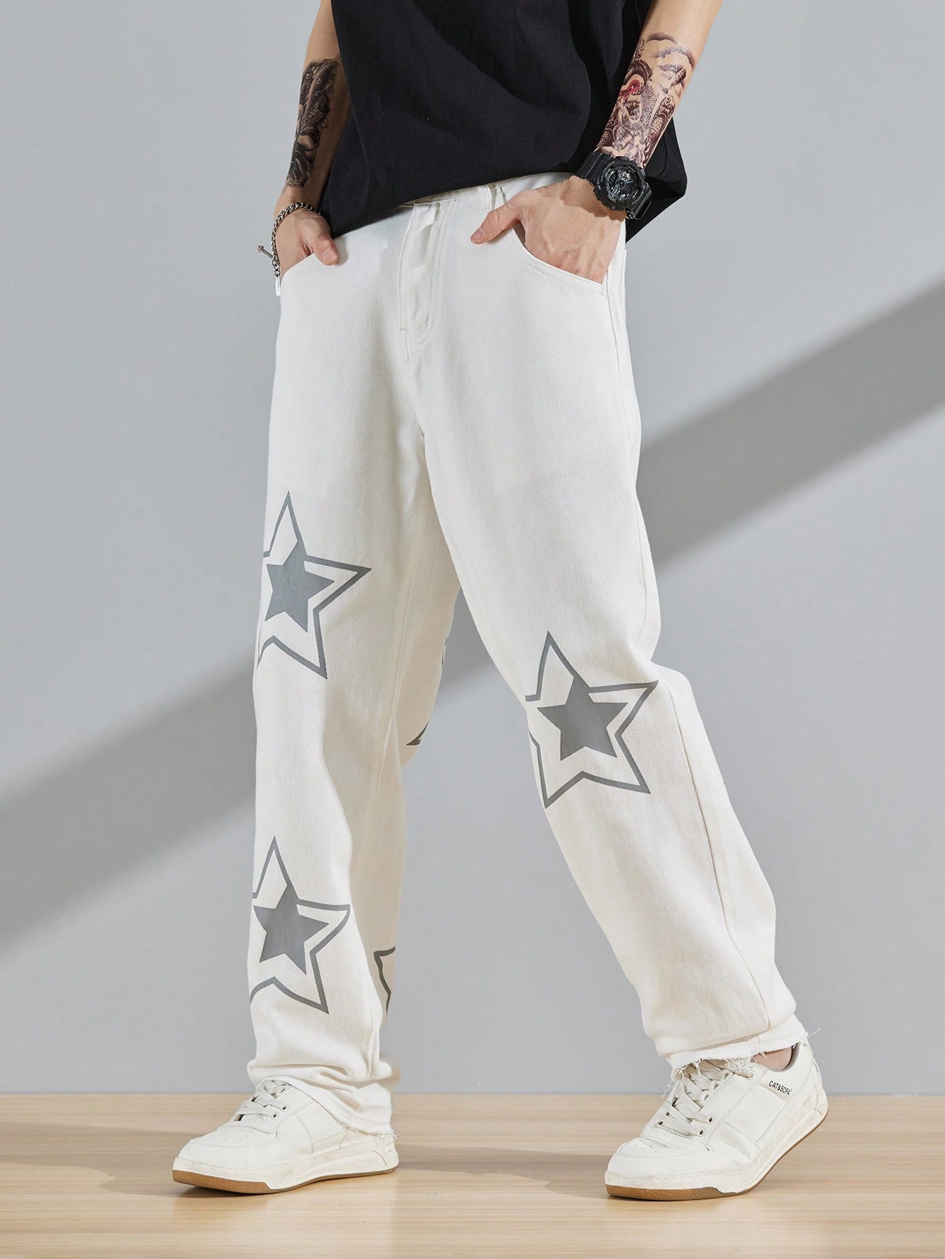 ManfinityEMRGMenCottonStarPrintStraightLegJeans_15768254_details_0