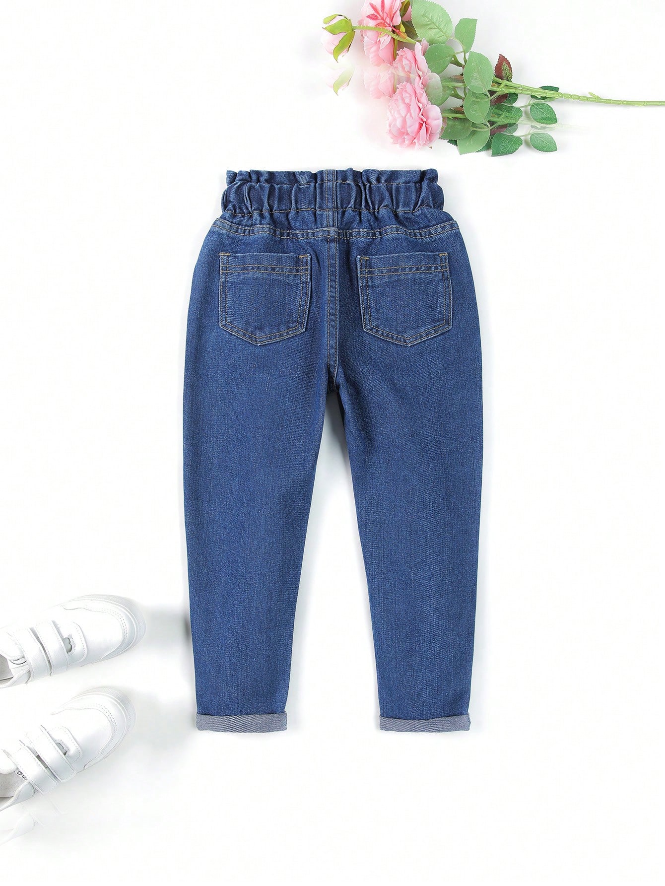 KidsEVRYDAYYoungGirlDaisyEmbroideryPaperbagWaistBeltedJeans_23065385_details_1