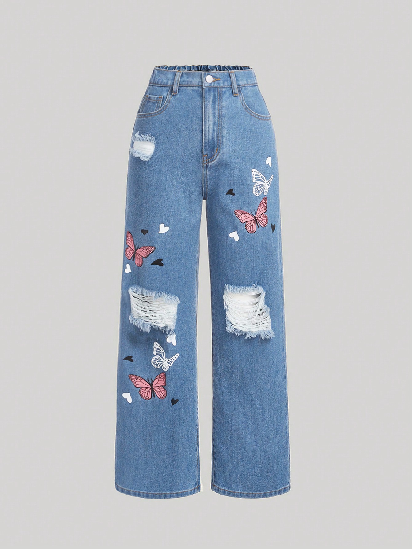 TeenGirlButterflyPrintRippedStraightLegJeans_22012262_details_0