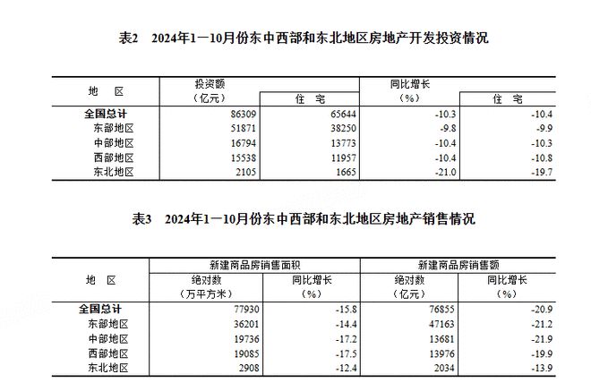 2024年1—10月份全国房地产市场基本情况