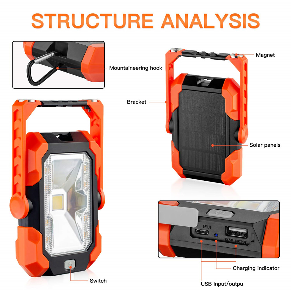 移动便携灯露营灯风扇灯夜灯-太阳能多功能工作灯QF-192-QF-1923