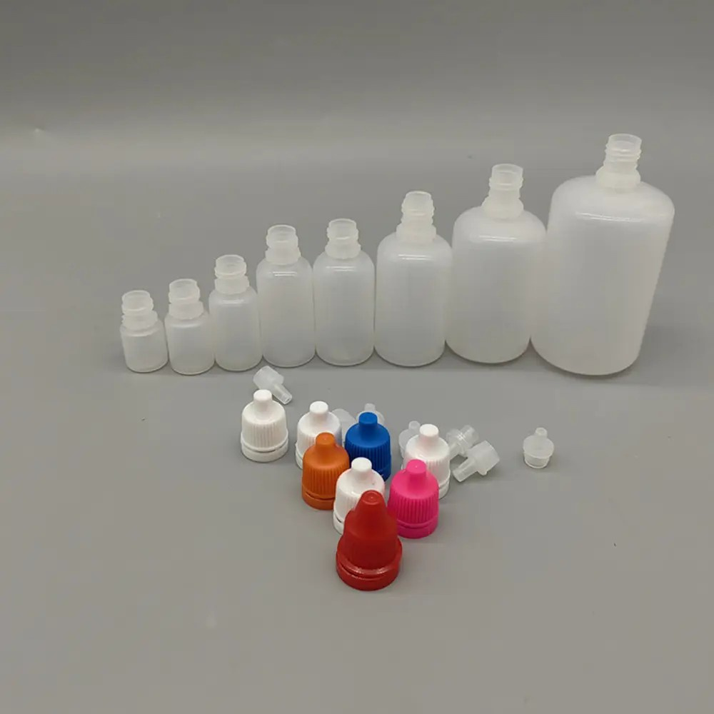 4emptycosmeticmedicinecontainerPlasticdripSqueezeBottlewithChildResistantDropperTipCap