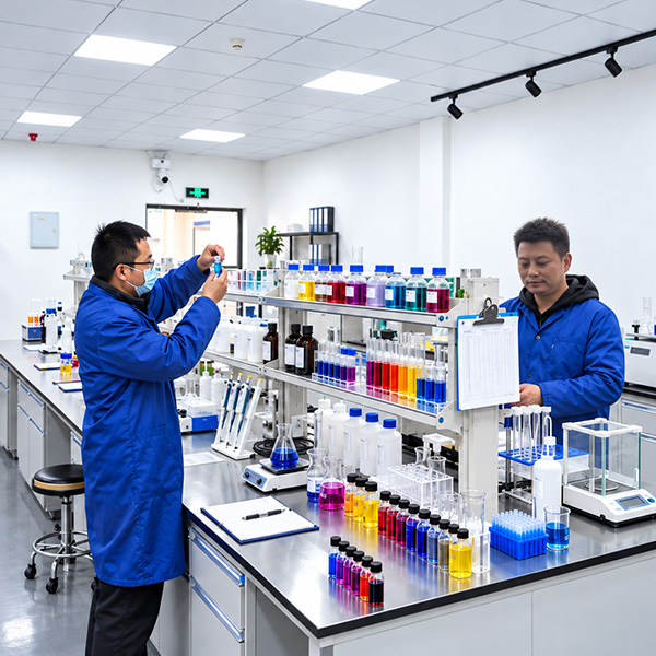 Flexible small-batch production line for liquid dyes