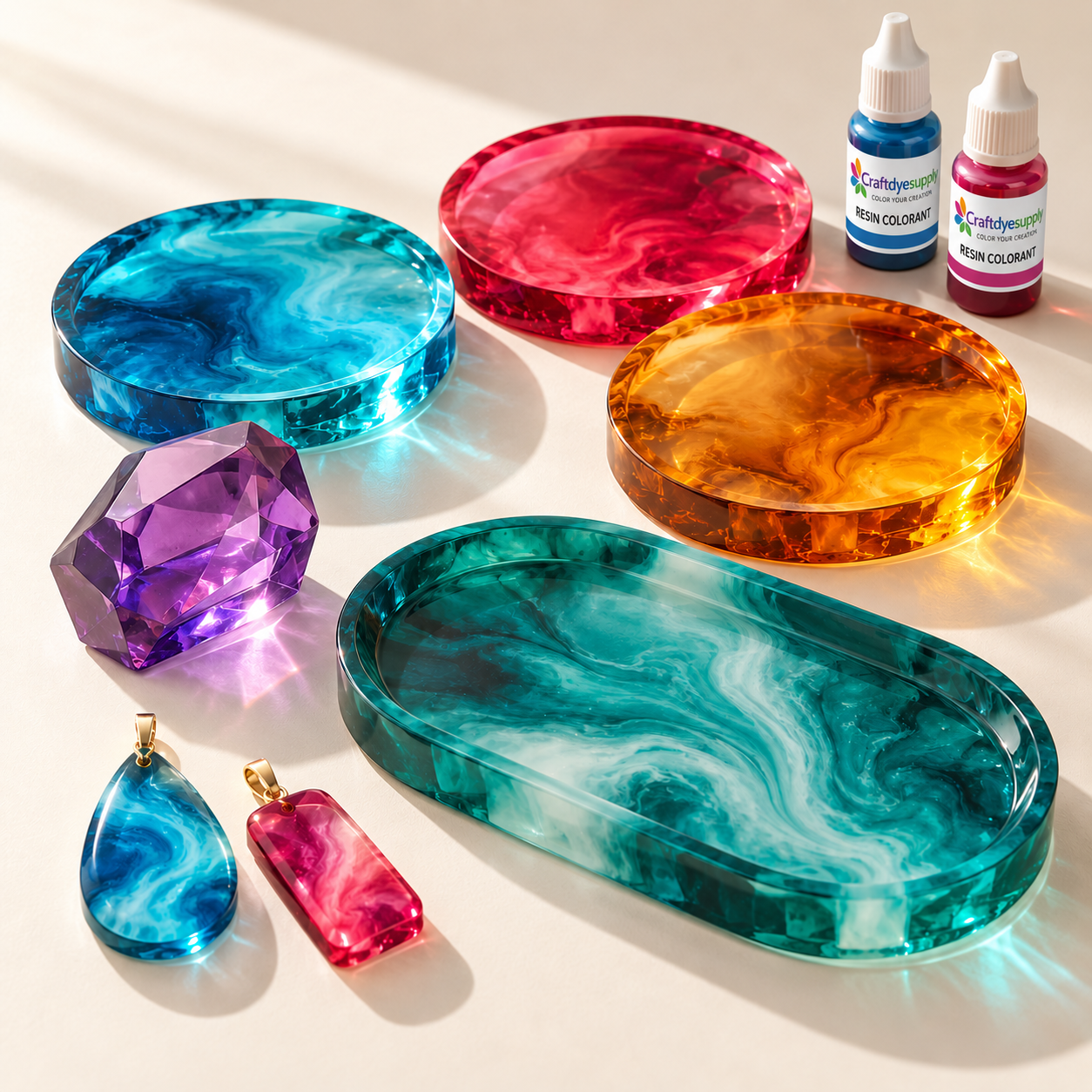 Liquid resin colorants and translucent pigments for epoxy resin crafts and furniture