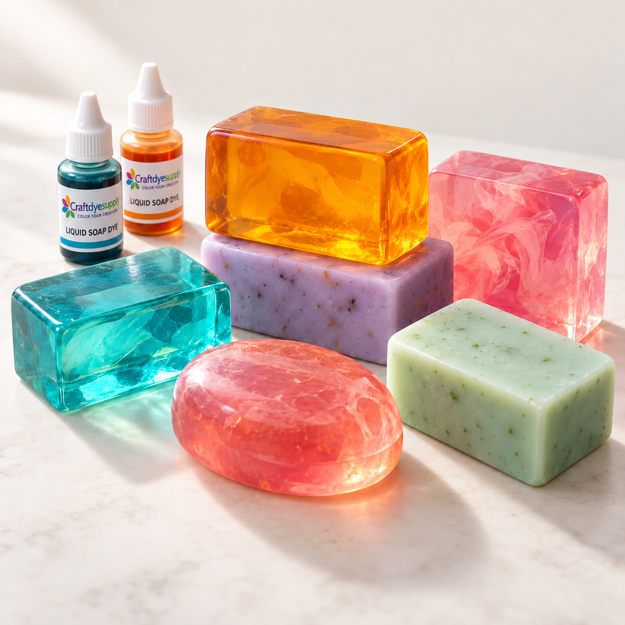 Water soluble liquid soap dye for handmade soaps, liquid soap, and shower gels